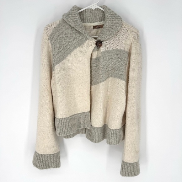 Prana Cream and Gray Knit Cardigan sweater - Picture 1 of 6